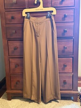 Veronica Beard Edia Wide-Leg Trousers Deep Ochre Size 2 Petite/Ankle